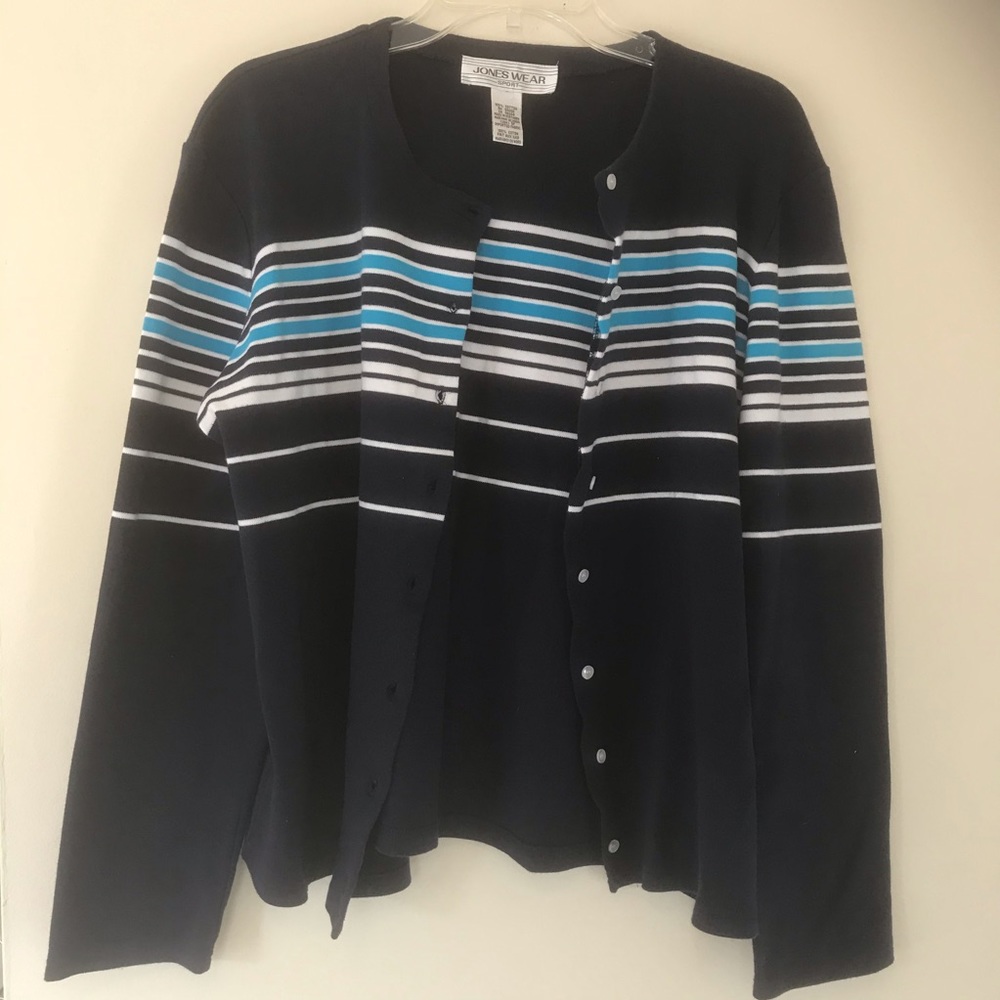 Jones Wear Sport striped cardigan Sz Large